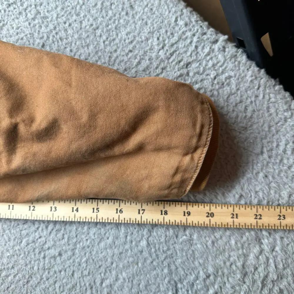 Genuine Dickies Duck Canvas Hooded Work Jacket Mens Large Brown Quilted Lined